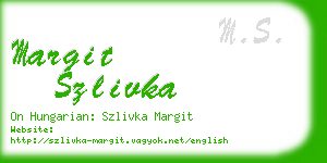 margit szlivka business card